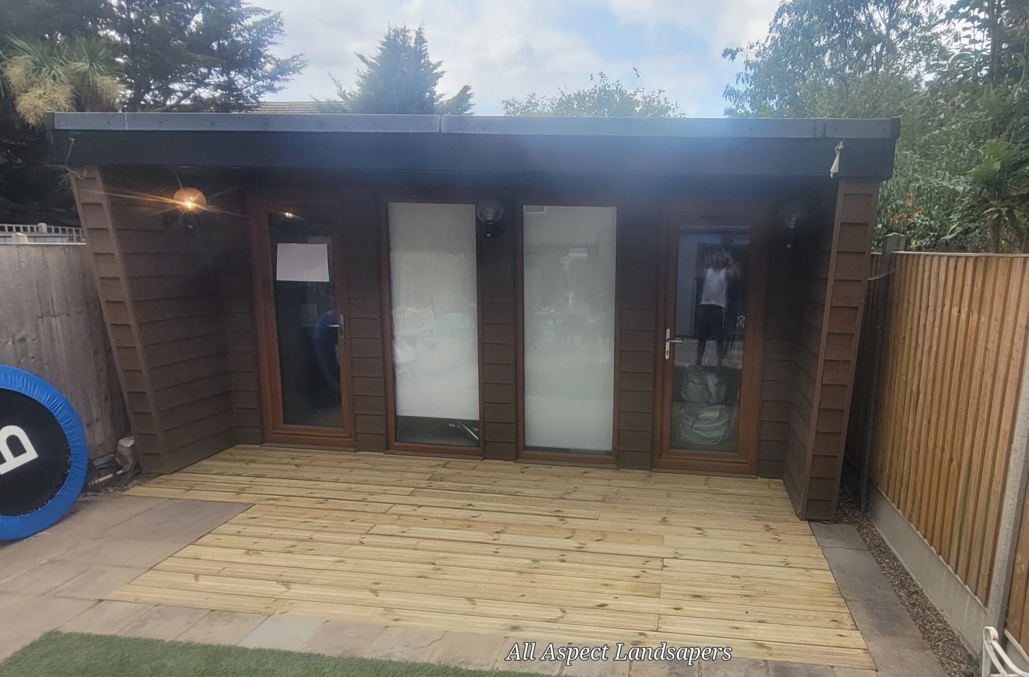 New wooden office building.